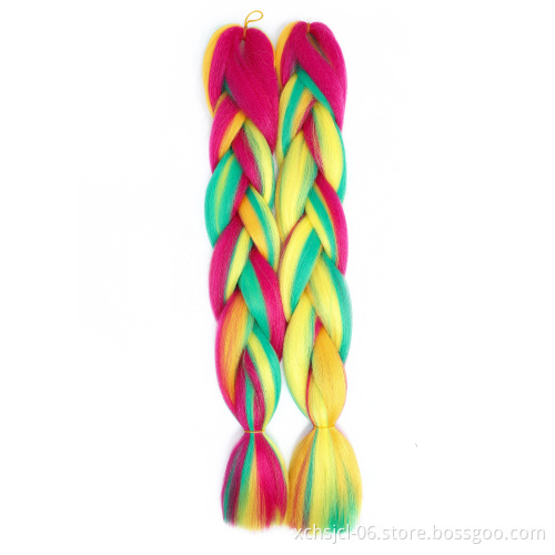 Wholesale Braiding Hair Mix Rainbow Braids Synthetic Jumbo Braids Hair Extension for Women